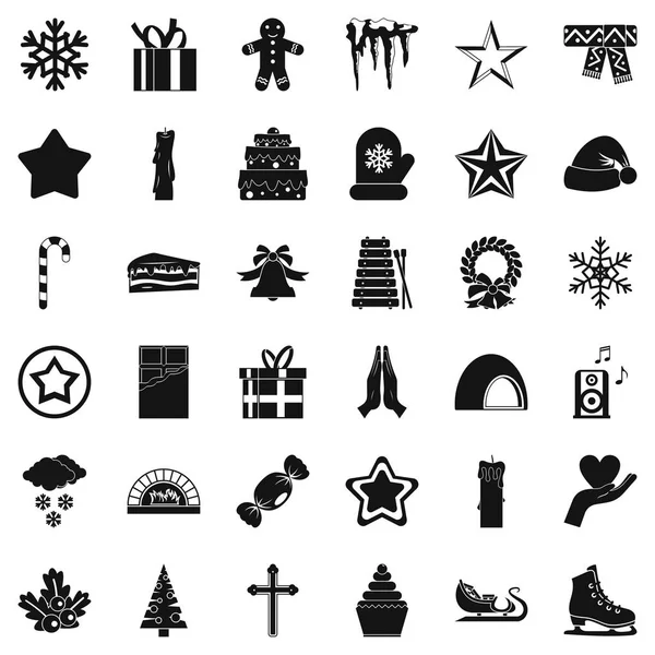 Conjunto de iconos de Navidad, estilo simple — Vector de stock