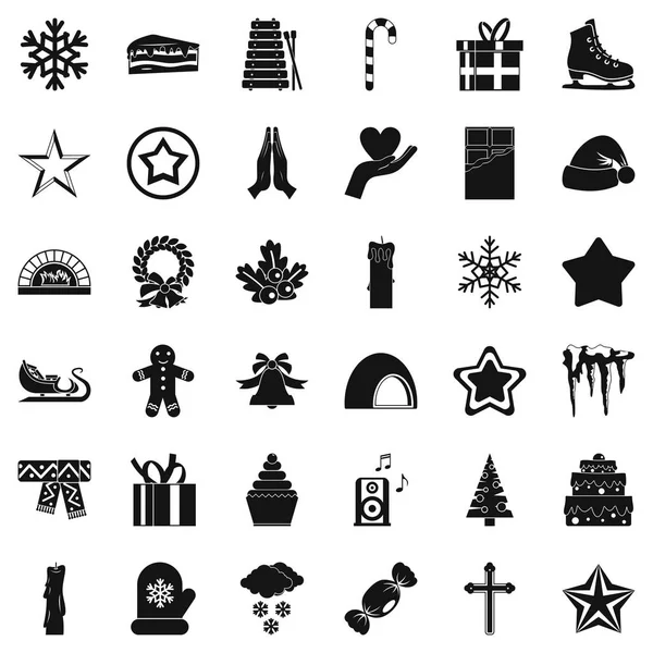 Noel dekorasyon Icons set, basit tarzı