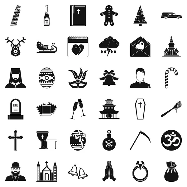 Ensemble d'icônes de la Bible, style simple — Image vectorielle