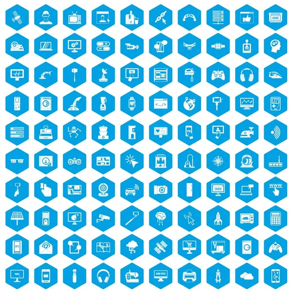100 iconos de software conjunto azul — Vector de stock