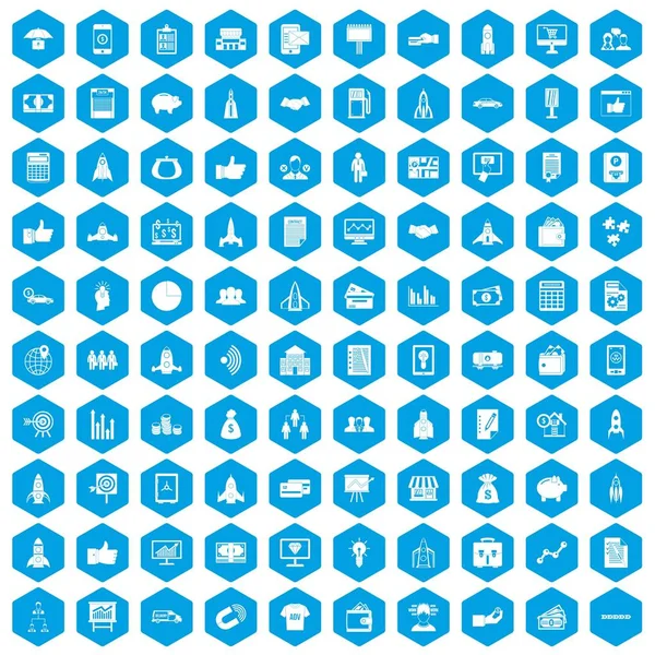 100 başlangıç simgeleri mavi ayarla — Stok Vektör