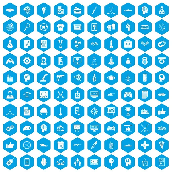 100 iconos de estrategia conjunto azul — Vector de stock