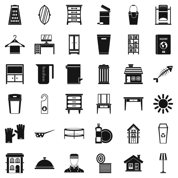 Conjunto de iconos de trabajo doméstico, estilo simple — Vector de stock
