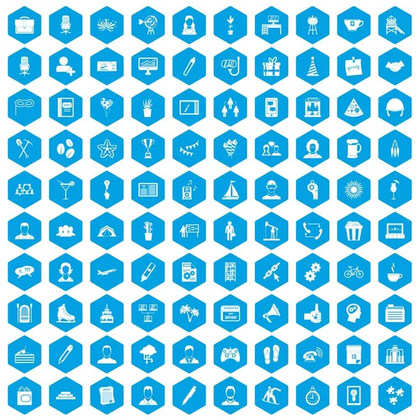 100 iconos de team building azul — Vector de stock