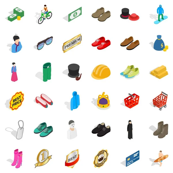 Conjunto de ícones de roupas, estilo isométrico —  Vetores de Stock