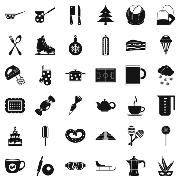 Ensemble d'icônes de café chaud, style simple — Image vectorielle