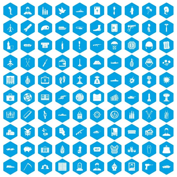 100 iconos de crímenes de guerra en azul — Vector de stock