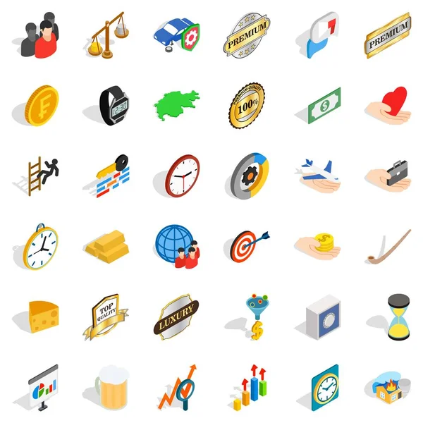 Madeni para daire Icons set, izometrik stili