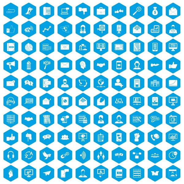 100 etkileşim simgeleri mavi ayarla