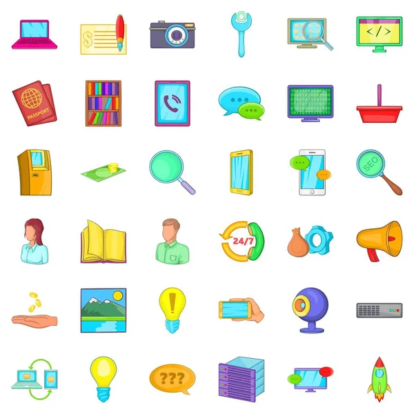 Conjunto de iconos de soporte técnico, estilo de dibujos animados — Vector de stock