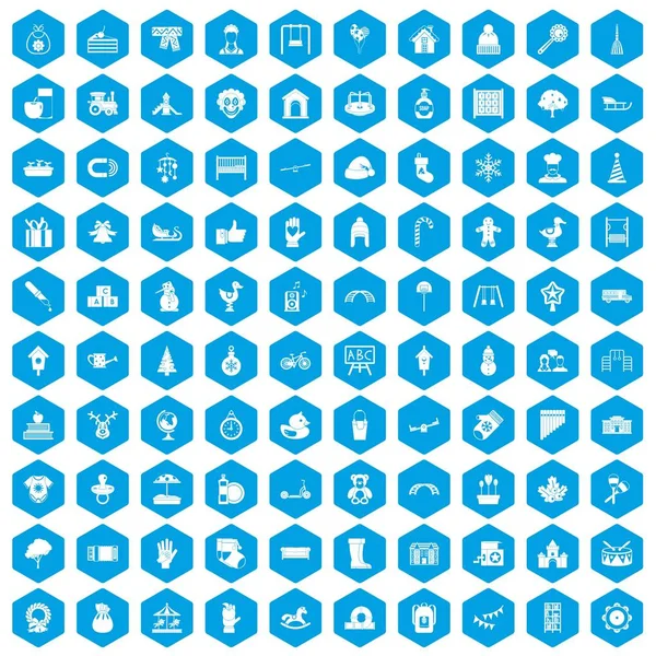 100 anaokulu simgeleri mavi ayarla