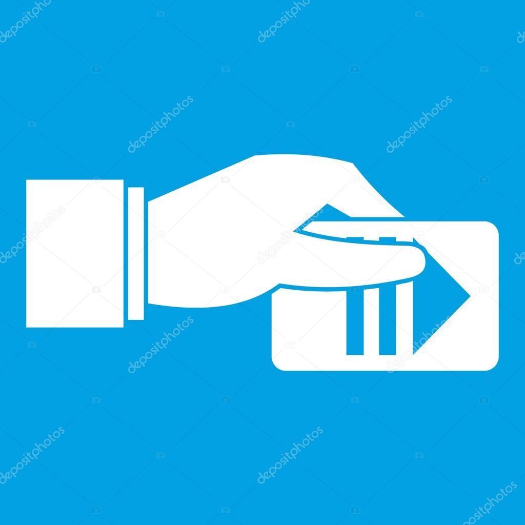 Hand with parking ticket icon white