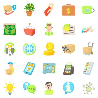 Bankamatik kartı Icons set, karikatür tarzı