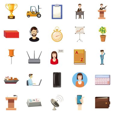 Şişman kedi Icons set, karikatür tarzı