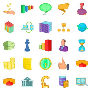 Çalışan arama Icons set, karikatür tarzı