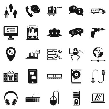 Kulaklık Icons set, basit tarzı