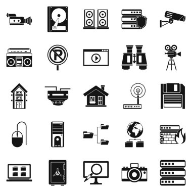 Gözetim Icons set, basit tarzı