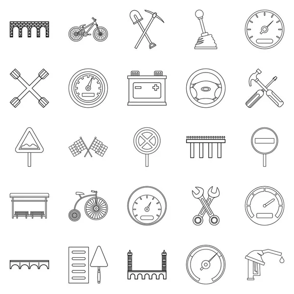 Conjunto de iconos de camino, estilo de contorno — Archivo Imágenes Vectoriales