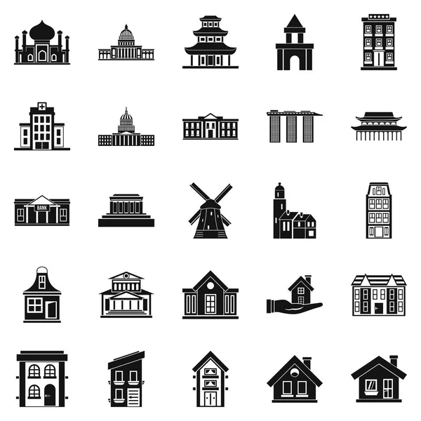 Conjunto de iconos del sitio de construcción, estilo simple — Vector de stock