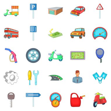 Otomobil Icons set, karikatür tarzı