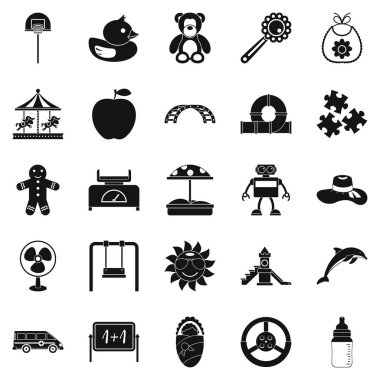 Çocuk doğallık Icons set, basit tarzı
