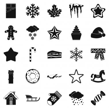 Tapınak Icons set, basit tarzı