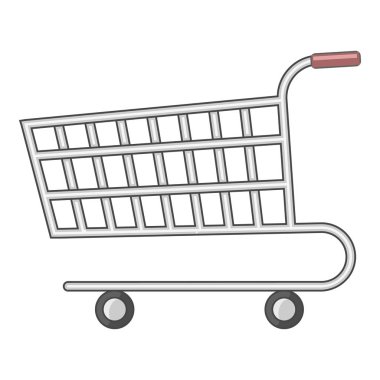 Süpermarket arabası simgesi, karikatür tarzı