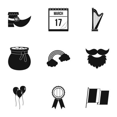 Happy St Patricks Günü simge seti, basit tarzı