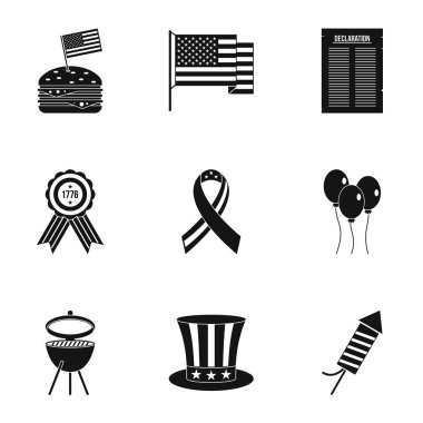 Amerikan Bağımsızlık günü simge seti, basit tarzı