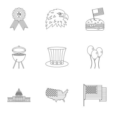 ABD Bağımsızlık günü simge seti, anahat stili