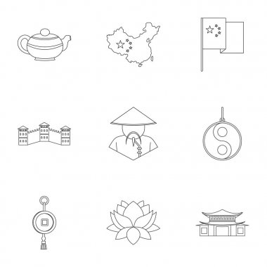Çin simge seti, anahat stili