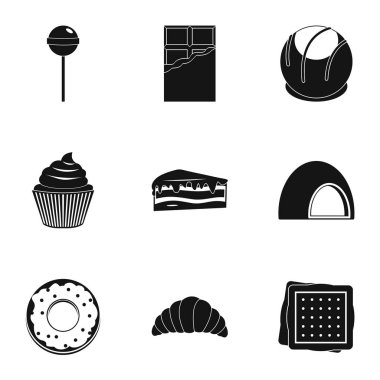 Tatlılar simge seti, basit tarzı