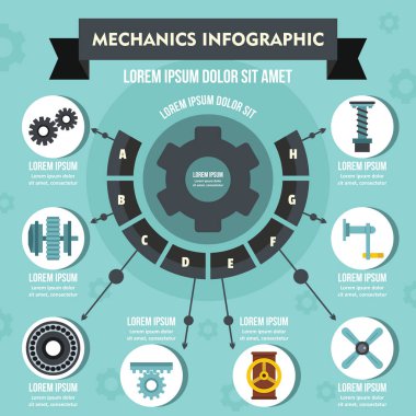 Mekanik Infographic kavramı, düz stil