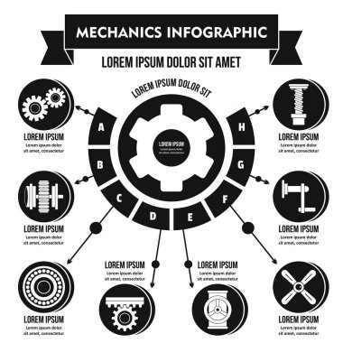Mechanics infographic concept, simple style clipart