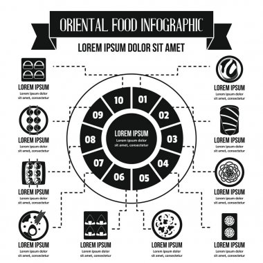 Oryantal yiyecek Infographic kavramı, basit tarzı