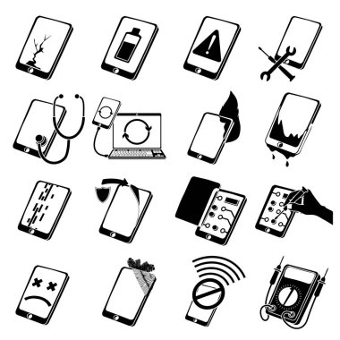 Onarım telefonları Icons set, basit tarzı düzeltmek