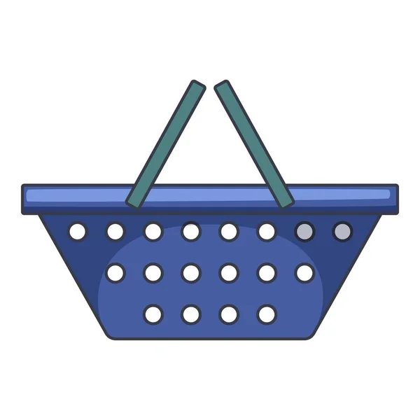 Icono de la cesta de la compra azul, estilo de dibujos animados — Vector de stock