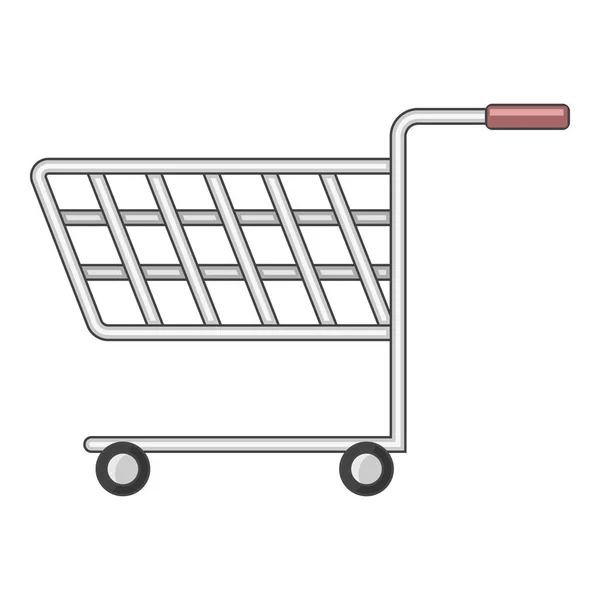 Carrito de compras con ruedas icono, estilo de dibujos animados — Vector de stock