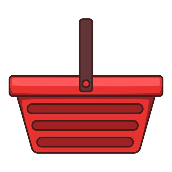 Una mano icono cesta de la compra, estilo de dibujos animados — Vector de stock