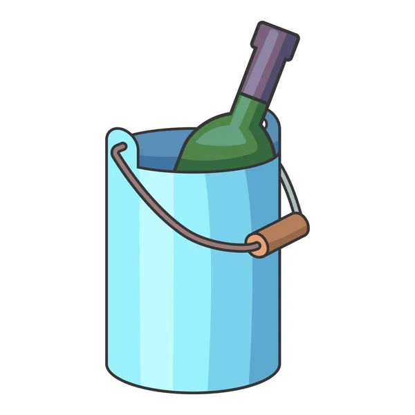 氷のバケツ アイコン、漫画のスタイルでワインの瓶 — ストックベクタ
