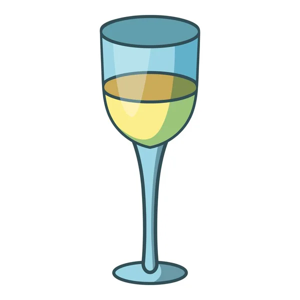 Gelas ikon anggur putih, gaya kartun - Stok Vektor