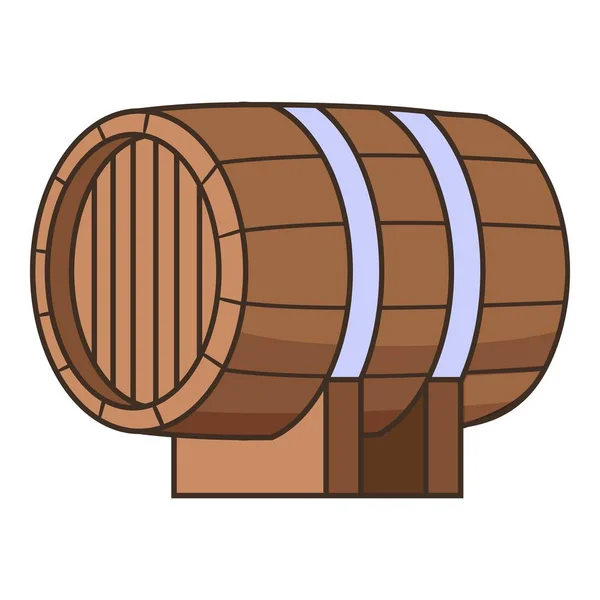 Horizontal wooden barrel icon, cartoon style — Stock Vector