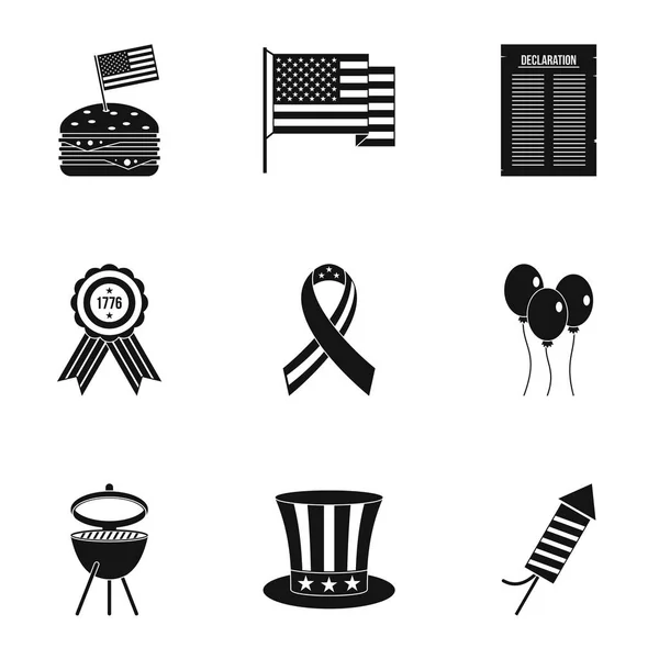 Conjunto de ícones do dia da independência americana, estilo simples — Vetor de Stock