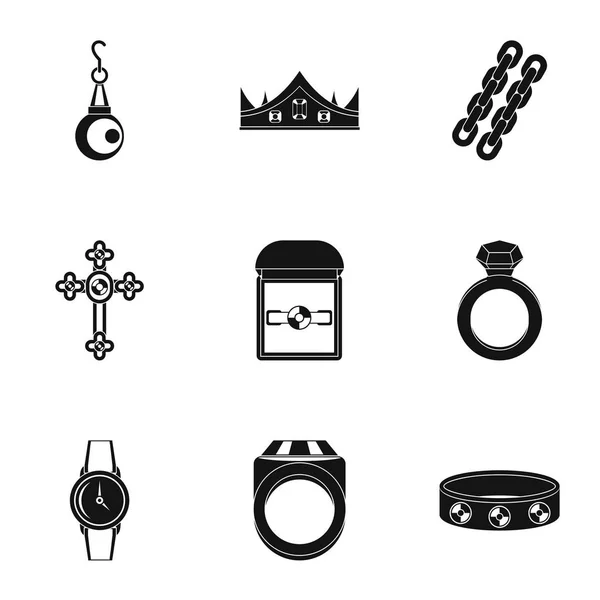 Bijouterie icon set, simple style — Stock Vector