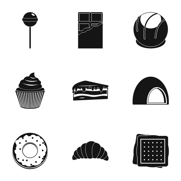 Zestaw ikon słodycze, prosty styl — Wektor stockowy