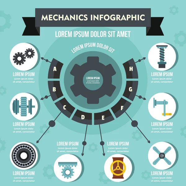 Conceito infográfico de mecânica, estilo plano — Vetor de Stock