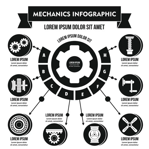 Mechanika infografika koncept, jednoduchý styl — Stockový vektor