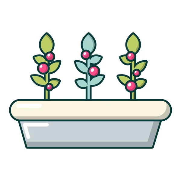 Venkovní hrnkové rostliny ikona, kreslený styl — Stockový vektor
