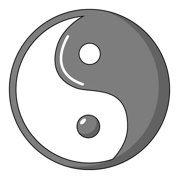 Yin yang símbolo taoísmo icono, estilo de dibujos animados — Vector de stock