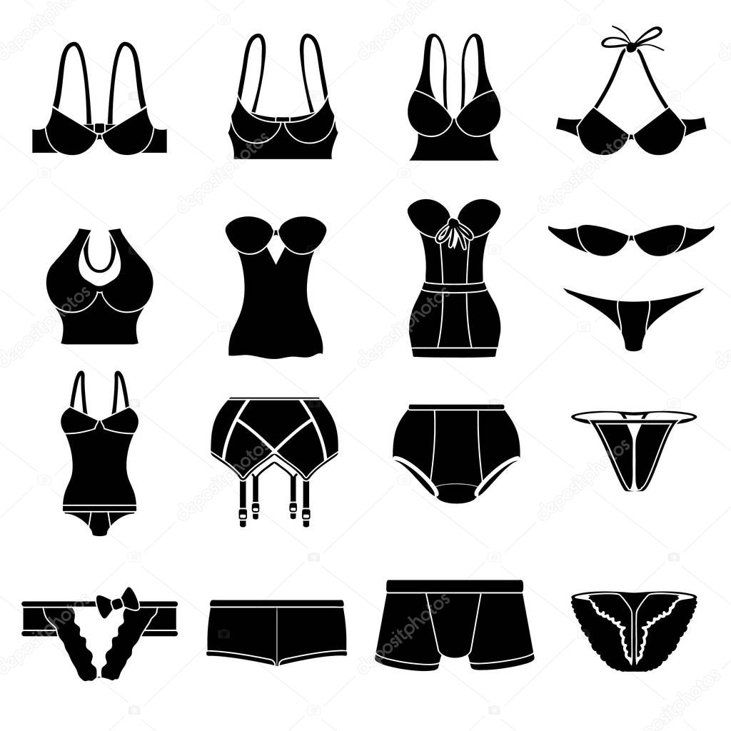 Underwear icons set color, simple style